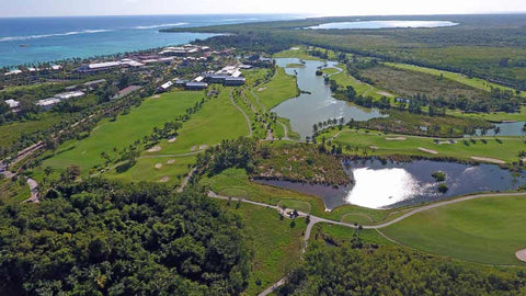 Aerial drone shot of Barcelo Lakes golf Course