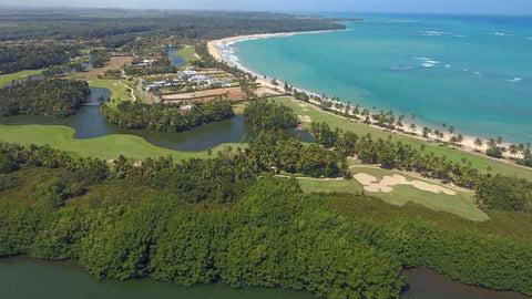 Aerial shot with Caribbean Tee Times drone of Bahia Beach