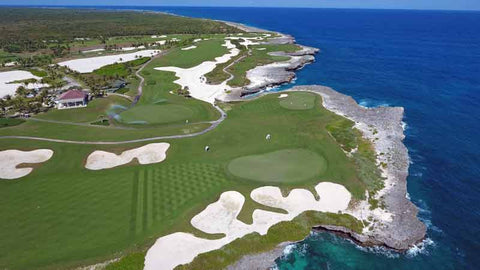 Aerial view of Corales Golf Course from Caribbean Tee Times Drone