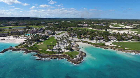 Aerial view of Punta Espada golf course from caribbean teetimes drone
