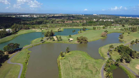 Aerial view from drone of Dorado Beach Sugarcane Course